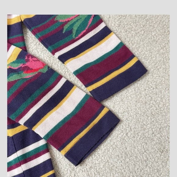 Aldo Martins Striped Cardigan Button Front VNeck Multi Color Sweater Lightweight - Picture 11 of 15